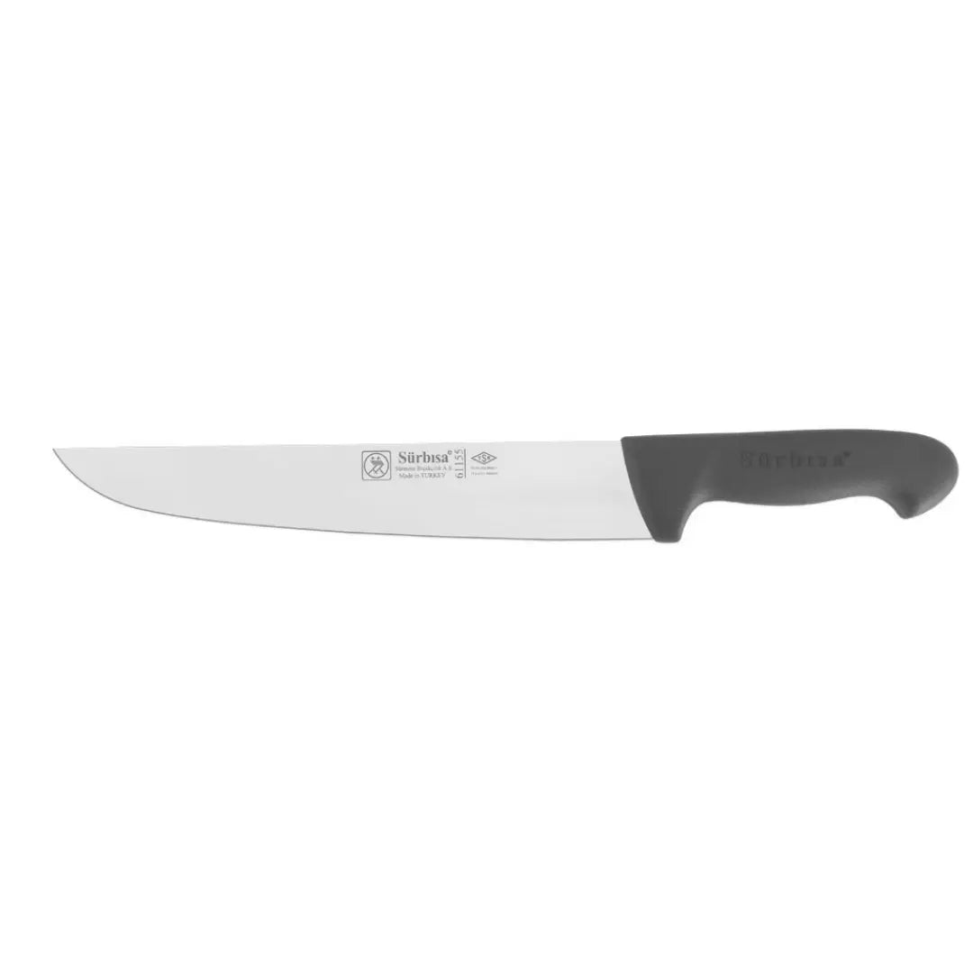 Surbisa 26cm American style butcher knife with polished stainless steel blade and ergonomic non slip handle made in Turkey.