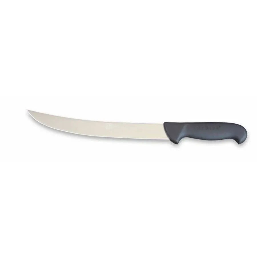 Surbisa 26cm curved butcher knife with polished stainless steel blade and ergonomic non slip handle for meat slicing and BBQ preparation.