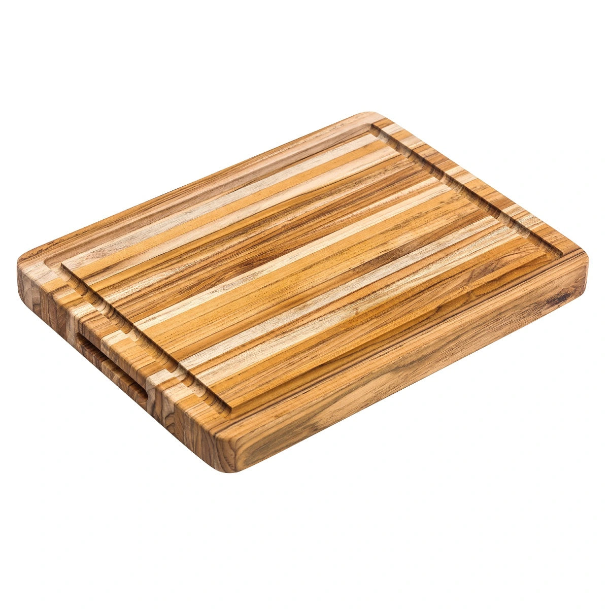 TEAKHAUS solid teak carving board 41 x 31 x 3.8cm with juice canal and hand grips