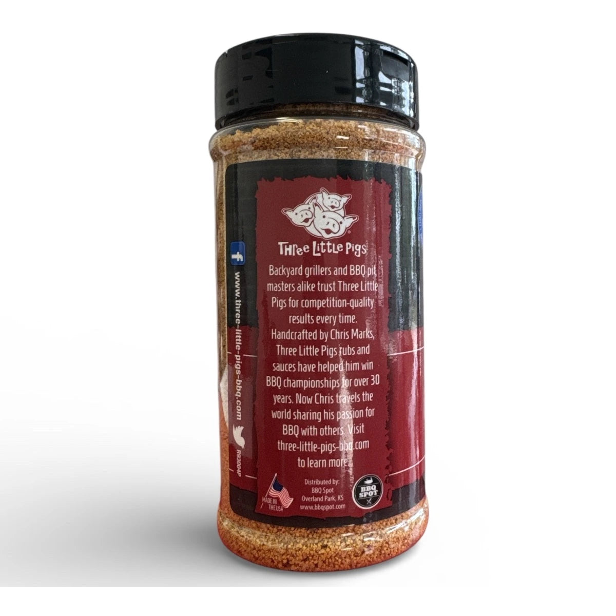Three Little Pigs Touch of Cherry BBQ Rub side label showing brand information