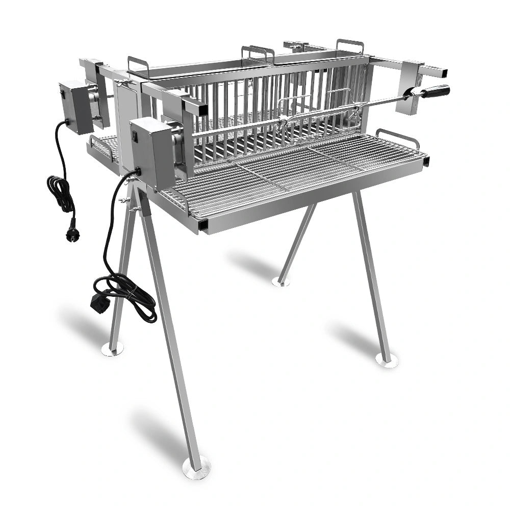 Twin Horizontal Charcoal Gyros & Shawarma Rotisserie BBQ